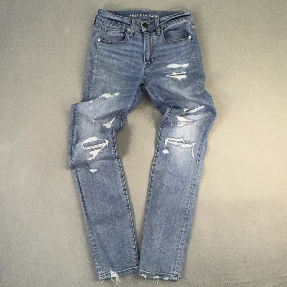 Women's American Eagle Super Stretch Distressed Jeans Blue Size 2‎